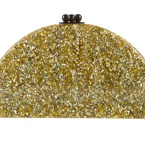 Edie Parker Gold Acrylic Half Moon Clutch